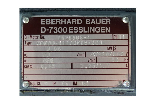 CFG00-111-DK86-200L Bauer Getriebemotor n1-930 n2-20