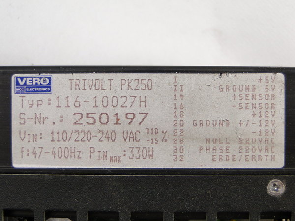 Trivolt 116-10027H Power Supply PK 250