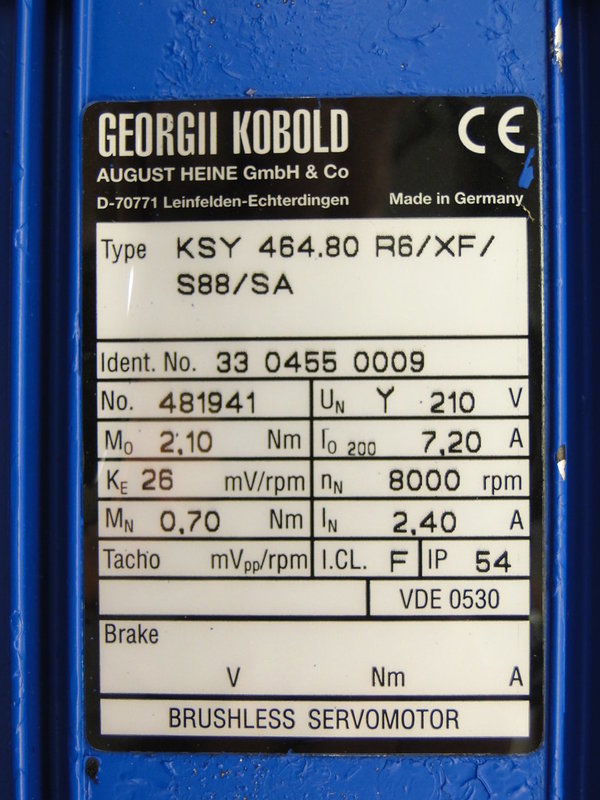KSY-464.80-R6/XF/S88/SA or KSY464.80R6XFS88SA GEORGII KOBOLD Servomotor