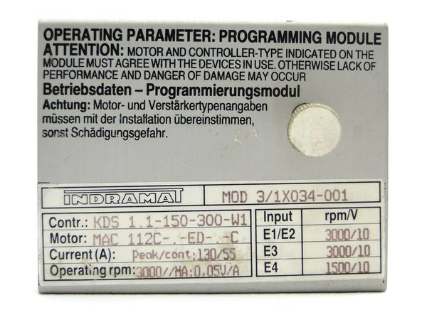 Indramat MOD3/1X034-001 Programming Module