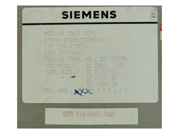 6FC5114-0AA01-0AA0 Siemens Power Supply