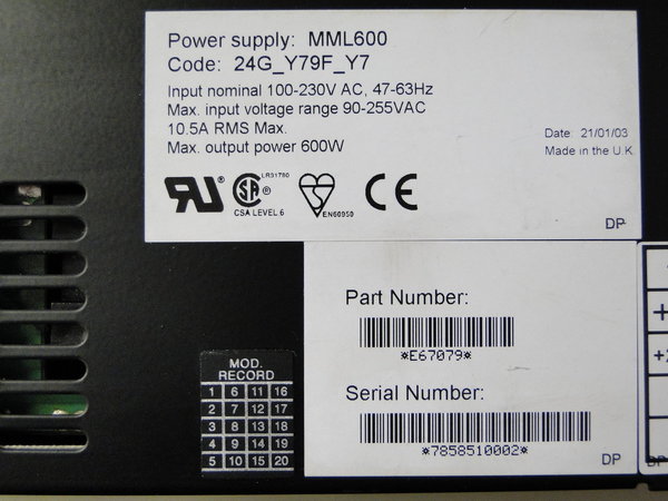 24GY79FY7 or 24G_Y79F_Y7 Omega Power Supply MML600