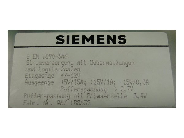 6EW 1890-3AA or 6EW1890-3AA Siemens Power Supply
