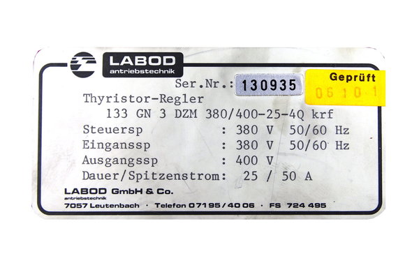 133 GN 3 DZM 380/400-25-4Q KRF Labod Thyristor-Regler