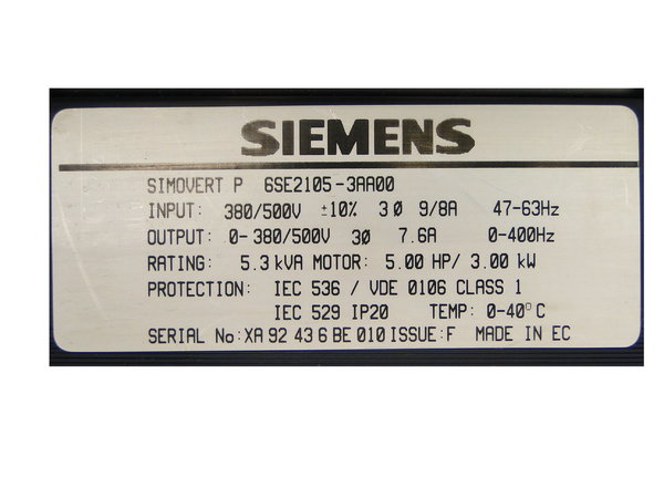 6SE 2105-3AA00 or 6SE2105-3AA00 Siemens Simovert P