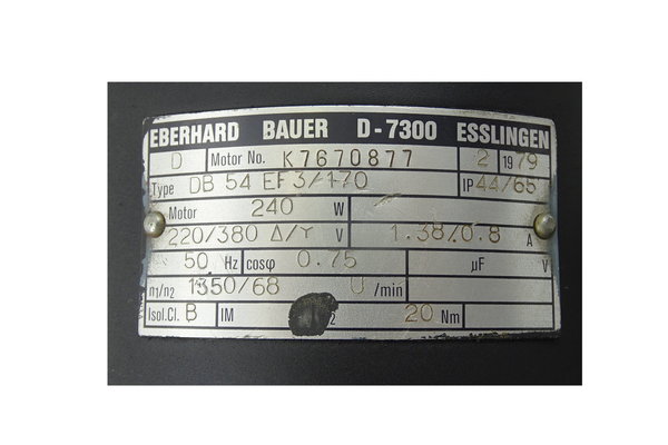 DB 54-EF3-170 or DB54EF3-170 Bauer Getriebemotor