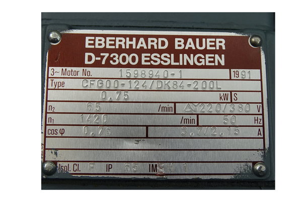 CFG00-125/DK84-200L or CFG00-125-DK84-200L Bauer Getriebemotor n1-1420 n2-65