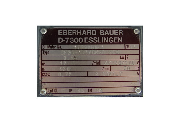 CFG0-111/DK86-200L or  CFG0-111-DK86-200L Bauer Getriebemotor n1-930 n2-17