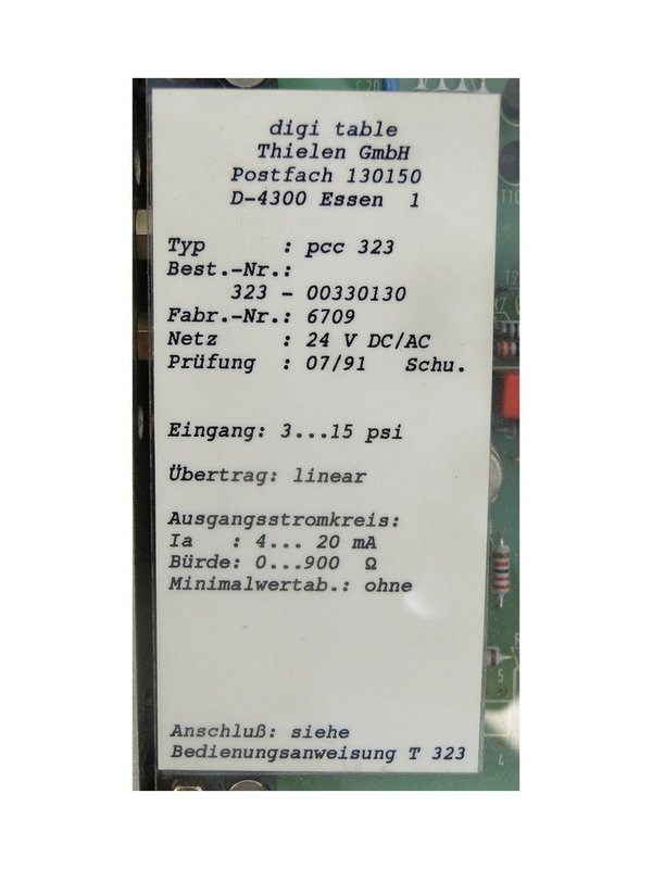 pcc 323 or pcc323 digi table Card