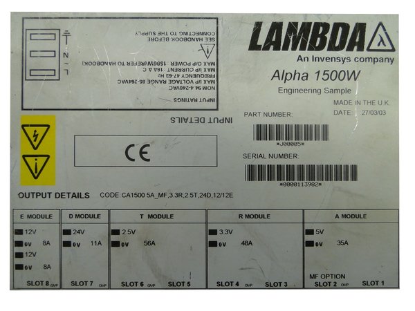 CA1500 5A_MF-3.3R-2.5T-24D-12/12E Lambda Alpha 1500