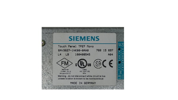 6AV3627-1NK00-0AX0 Siemens Touch Panel TP27 Mono