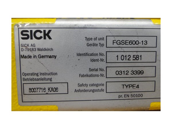 FGSE600-13   FGSS600-13 Sick Lichtvorhang
