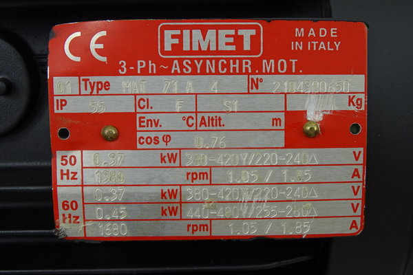 MAT 71 A4 or MAT71A4 Fimet 3 PH ASYNCHR. Getriebemotor