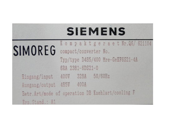 6RA 2381-6DS21-0 or 6RA2381-6DS21-0 Siemens Simoreg