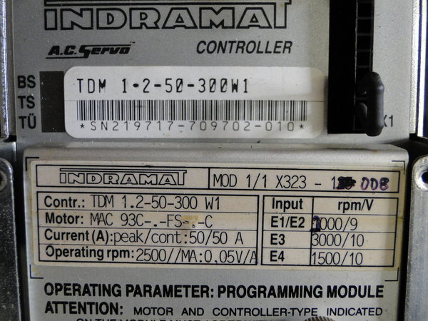TDM 1.2-50-300-W1 or TDM1.2-50-300-W1 Indramat AC Servo Controller