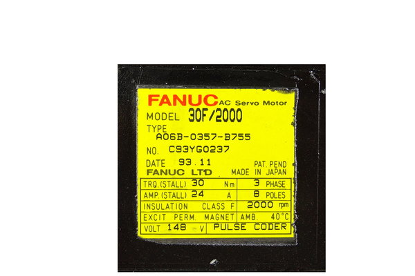 A06B-0357-B755 Fanuc AC Servo Motor 30F/2000