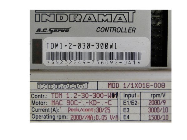TDM 1.2-30-300W1 or TDM1.2-030-300-W1 Indramat AC Servo Controller