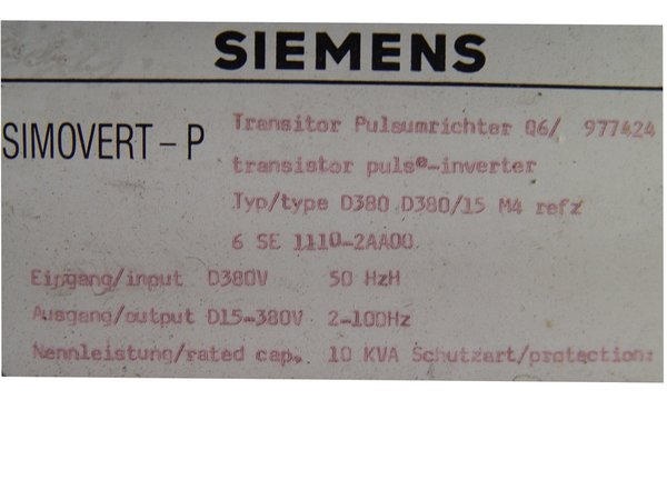 6SE 1110-2AA00 or 6SE1110-2AA00 Siemens Simovert P