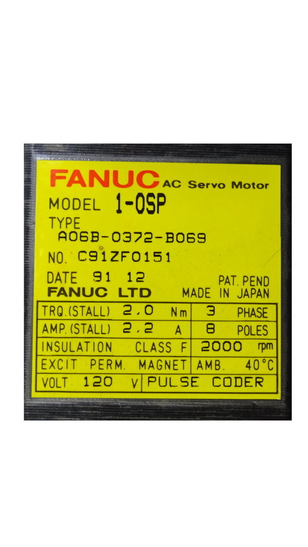 A06B-0372-B069 Fanuc AC Servo Motor 1-OSP