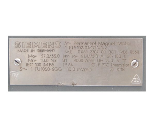 1 FT5102-0AG21-1-Z or 1FT5102-0AG21-1-Z Siemens Motor