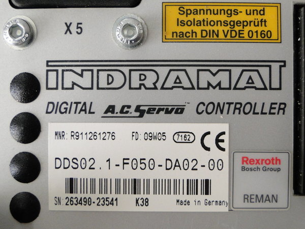 DDS02.1-F050-DA02-00 Indramat Digital AC Servo Controller