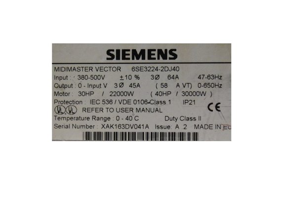 6SE 3224-2DJ40 or 6SE3224-2DJ40 Siemens Midimaster Vector