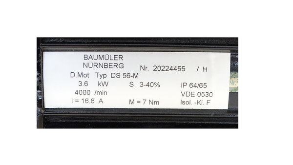 DS 56-M 3.6kW 4000/min Geber: V23401-H1005-B101  Baumueller Motor