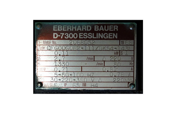 CFG00G062-111/DK54-143L Bauer Getriebemotor n1-1330 n2-2,7