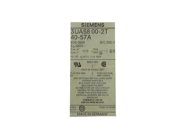 3UA58 00-2T 40-57A Siemens Overload relay