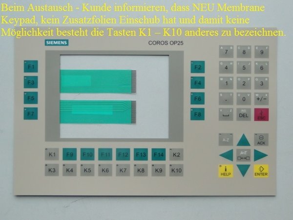 6AV3525-1EA01-0AX0 Siemens Membrane Keypad for OP25