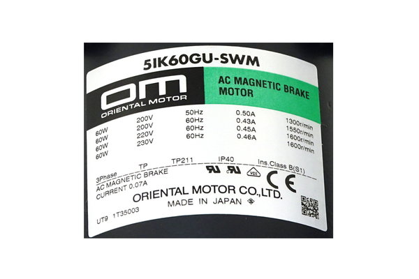 5IK60GU-SWM Oriental Motor AC Magnetic Brake Motor